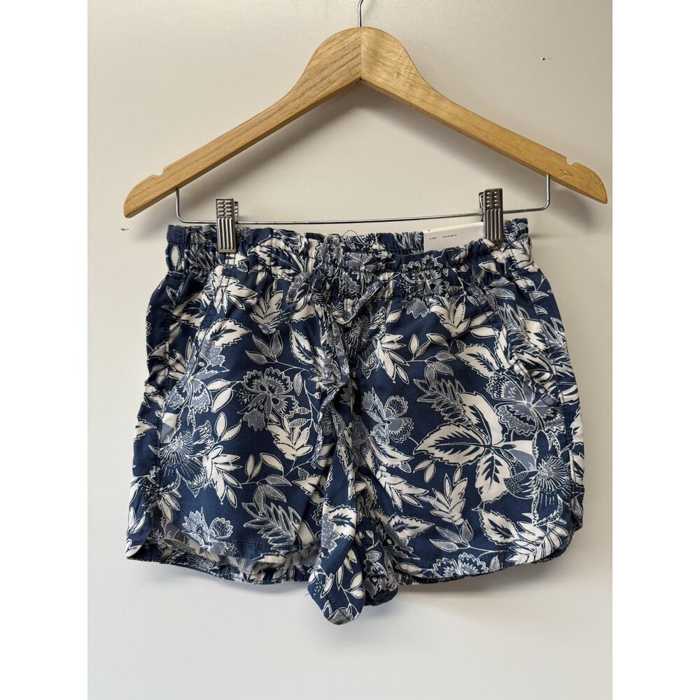 American Eagle Womens Shorts Blue Floral Pull-On Drawstring Hi Rise Size S